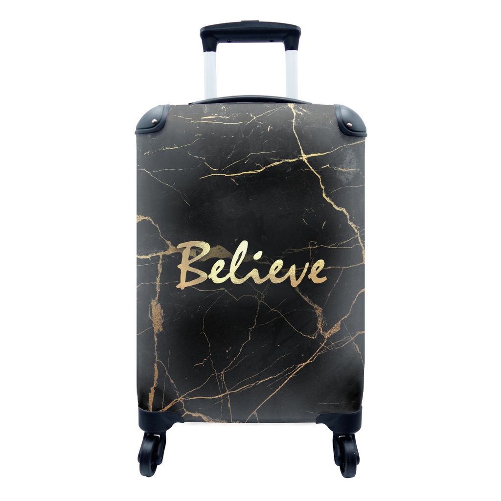 MuchoWow Koffer Handgepäck Trolley Rollkoffer Kleine Reisekoffer mit 4 Rollen - Zitat - Hoffnung - Gold - Marmor - Cabin Size < 55x40x23 cm & 55...