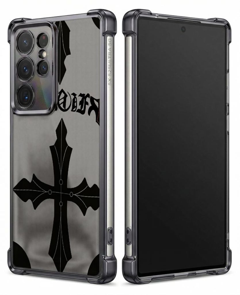 Personalisierte Hülle mit Bild für Samsung Galaxy S23+ Elektroplattiert TPU Stoßdämpfer Handyhülle mit Schwarzes Kreuzmuster-Design