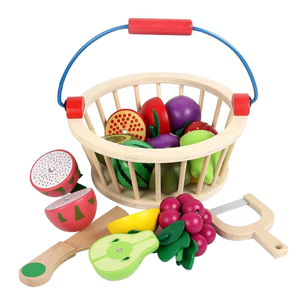 26PCS Spielküche Obst Gemüse Lebensmittel Spielzeug Schneiden Set Kinderküche 