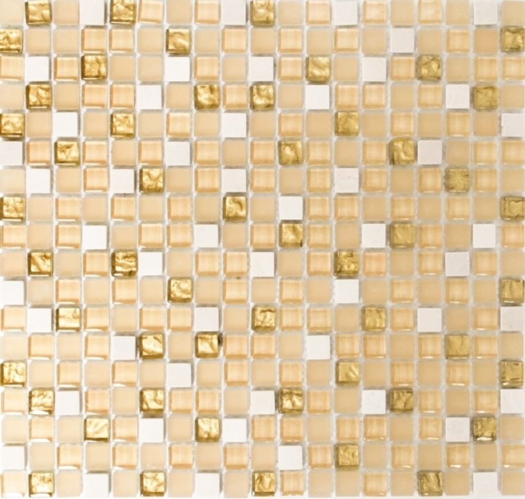 Mosaikfliese Transluzent wieß gold Glasmosaik Crystal Stein weiß matt gold MOS92-1201_f