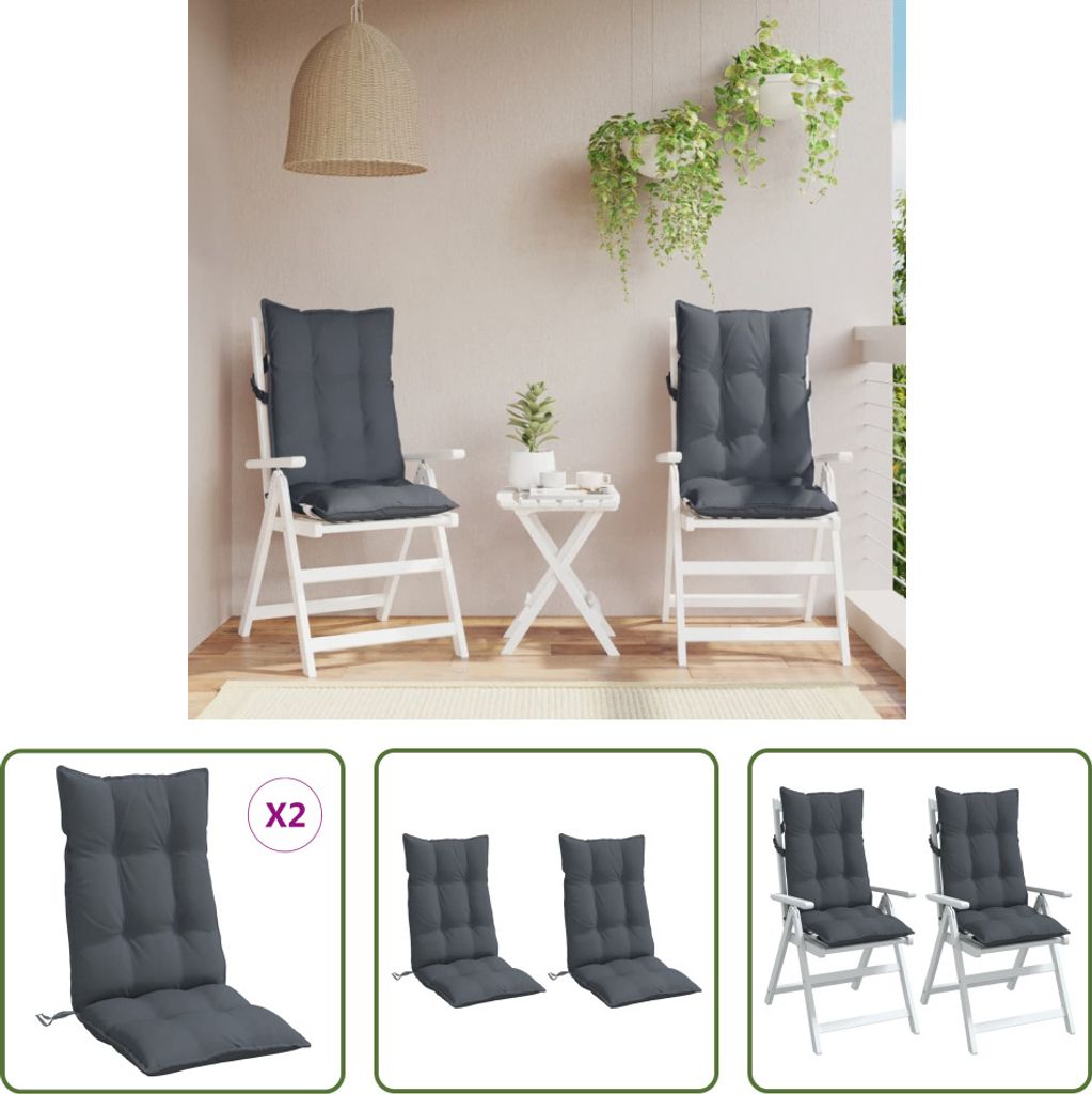 The Living Store Hochlehner-Auflagen 2 Stk. Anthrazit Oxford-Gewebe