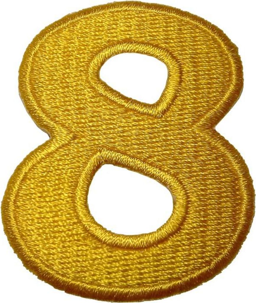 Zahl 8 - 4.9x3.9cm: Zahl/Ziffer Gelb - Aufnäher, Bügelbild, Aufbügler, Applikationen, Patches, Flicken, Zum Aufbügeln