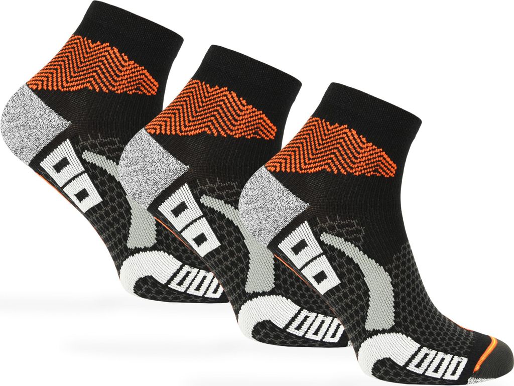 SKIETY Laufsocken mit Silber Ionen Comodo Run1 - Schwarz Orange - 35-38 - 3 Paare