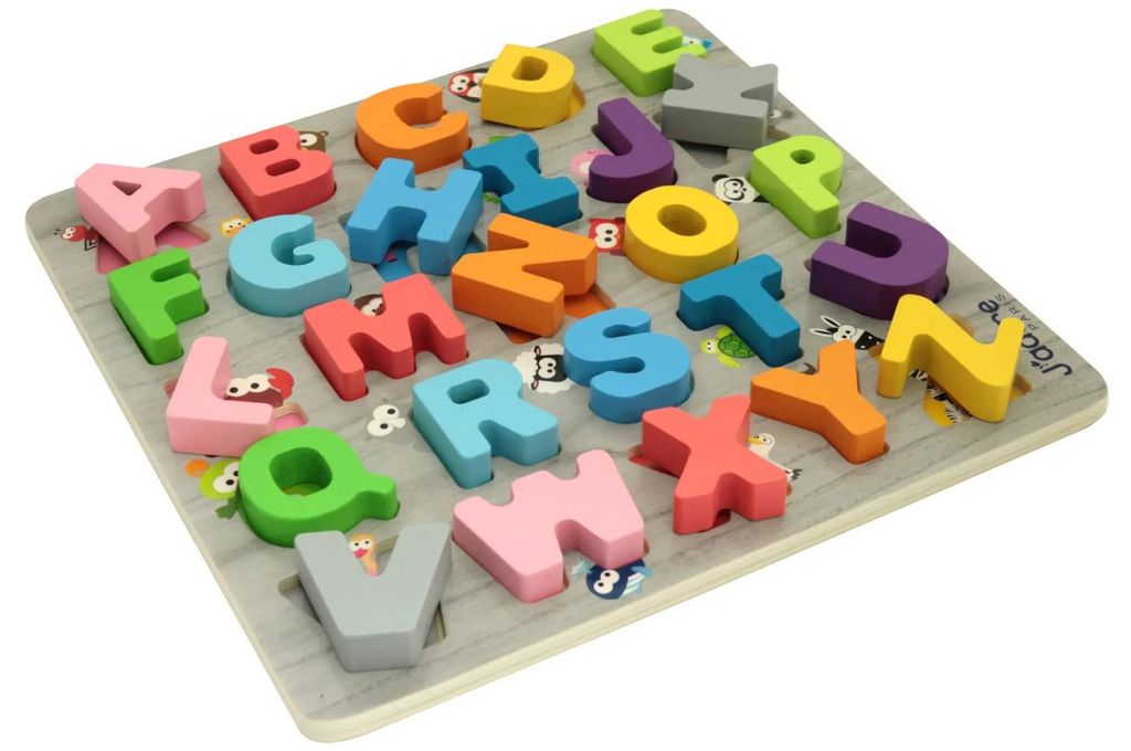 SEBRA Puzzle Holz ABC Steck Setz Lern bunt mehrfarbig Kinder Einlege Alphabet 