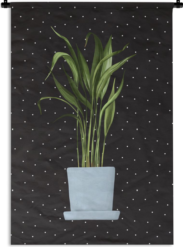 MuchoWow Wandteppich Wandbehang Pflanzen - Blumentopf - Dots 60x90 cm Tapisserie Dekoration Wandtuch - Foto-Teppich - Abwaschbar