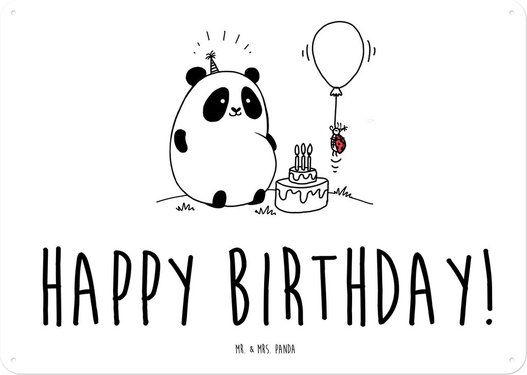 Mr. & Mrs. Panda tafel Panda Geburtstag DIN A4 - Weiß - Geschenk, Schild, wandtafel, Türschild, Wandbild, Retro Blechschild