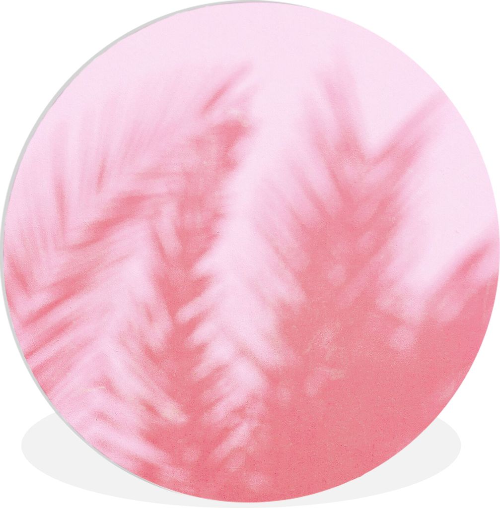 MuchoWow Rundes Wandbild - Runde Bilder Pflanzen - Blätter - Rosa Ø 90 cm Kreis Wanddekoration Kunststoff - Wandkreis - Wandschmuck - Wand-Krei...