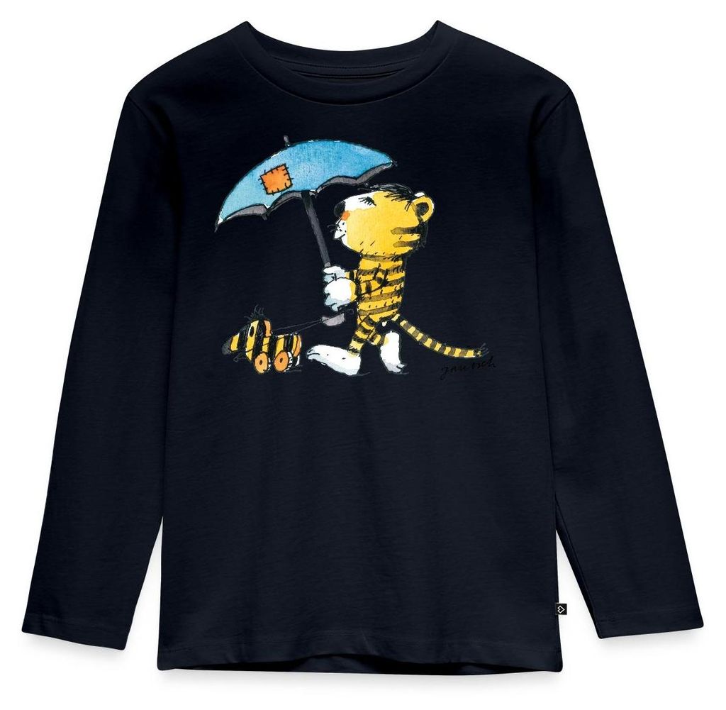Spreadshirt Janosch Kleiner Tiger Tigerente Mit Schirm Kinder Premium Langarmshirt, 134/140 (8 Jahre), Navy
