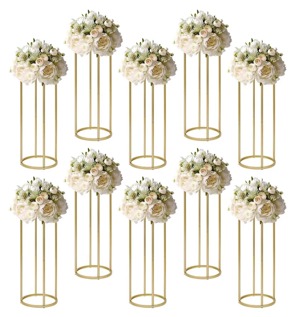 Colonnes Dorées de 20kg de Capacité - Lot de 10 Socles Métalliques