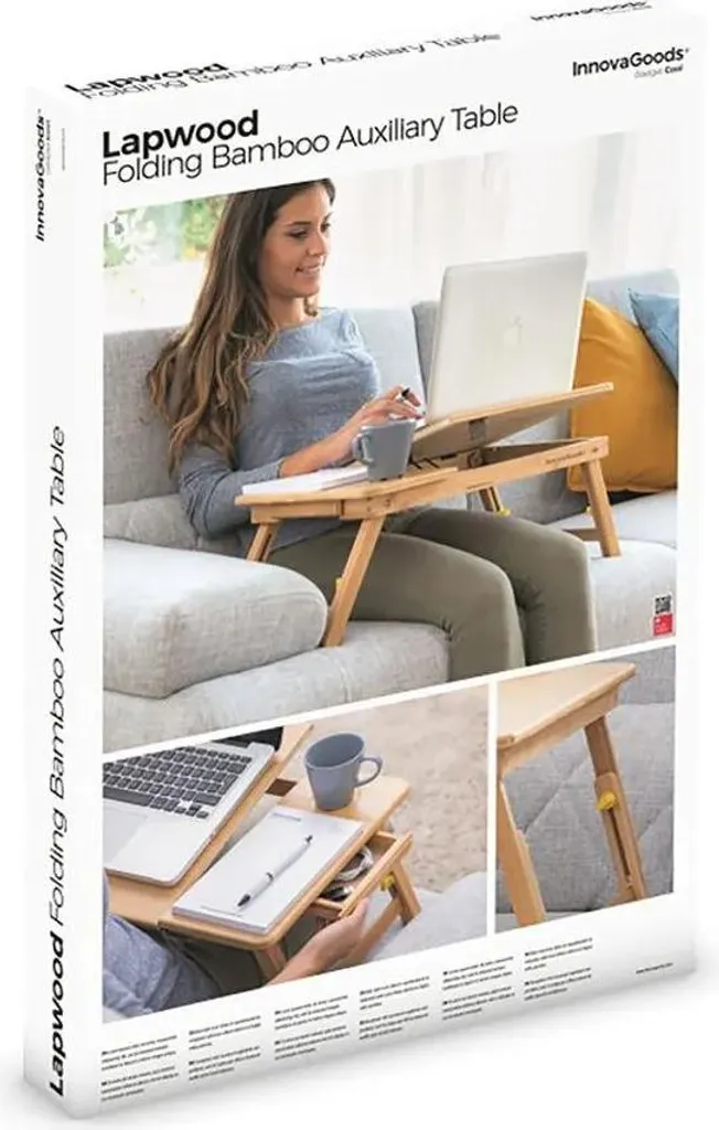 Table de lit pour petit-déjeuner et PC portable - Bambou pliable Lapwood - 12