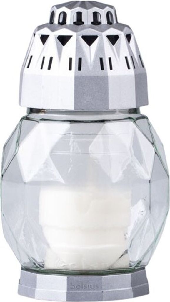 Bolsius Glass 18cm depozyt 80g 24h. Diamentowe srebro Zdjęcie produktu 