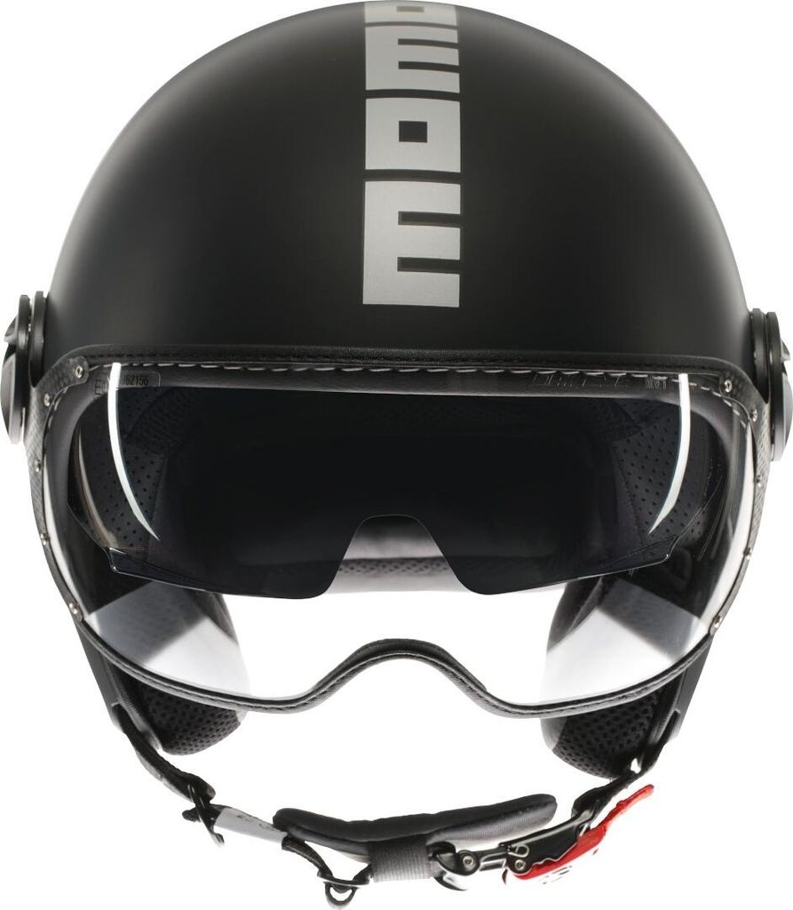 Jethelm MOMO DESIGN MOMO FGTR EVO E2206 Motorradhelm Offener Helm Schwarz-Matt silber L Sonnenblende 21184A8006-001-L