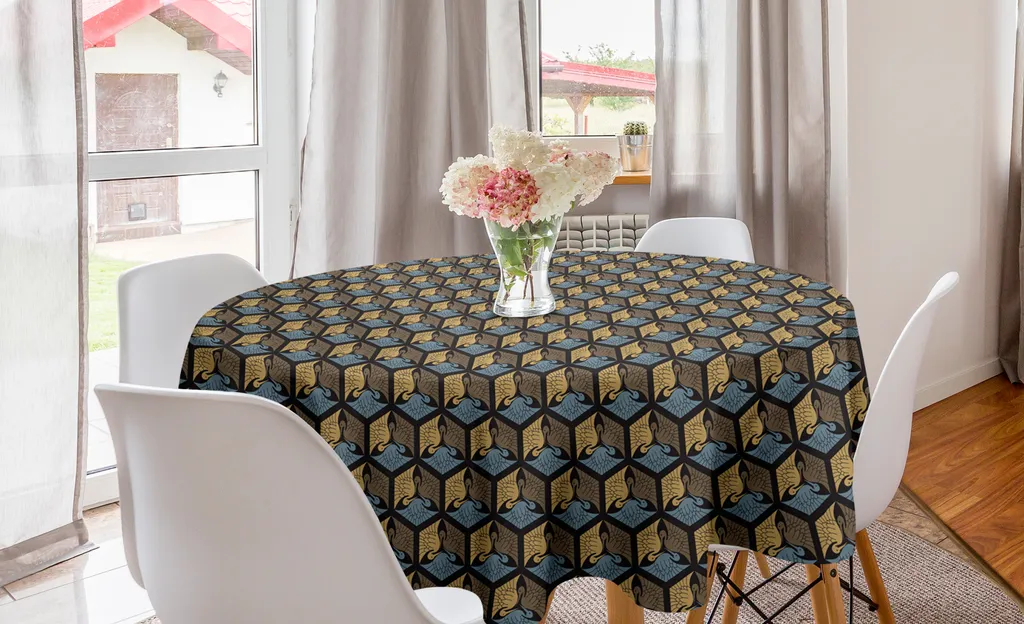 ABAKUHAUS Giapponese Tovaglietta Americana Set di 4, Orientale Tile Giapponese, Tovagliette in Tessuto Lavabile per Tavolo da Pranzo Cena, Charcoal Grey Dark Blue