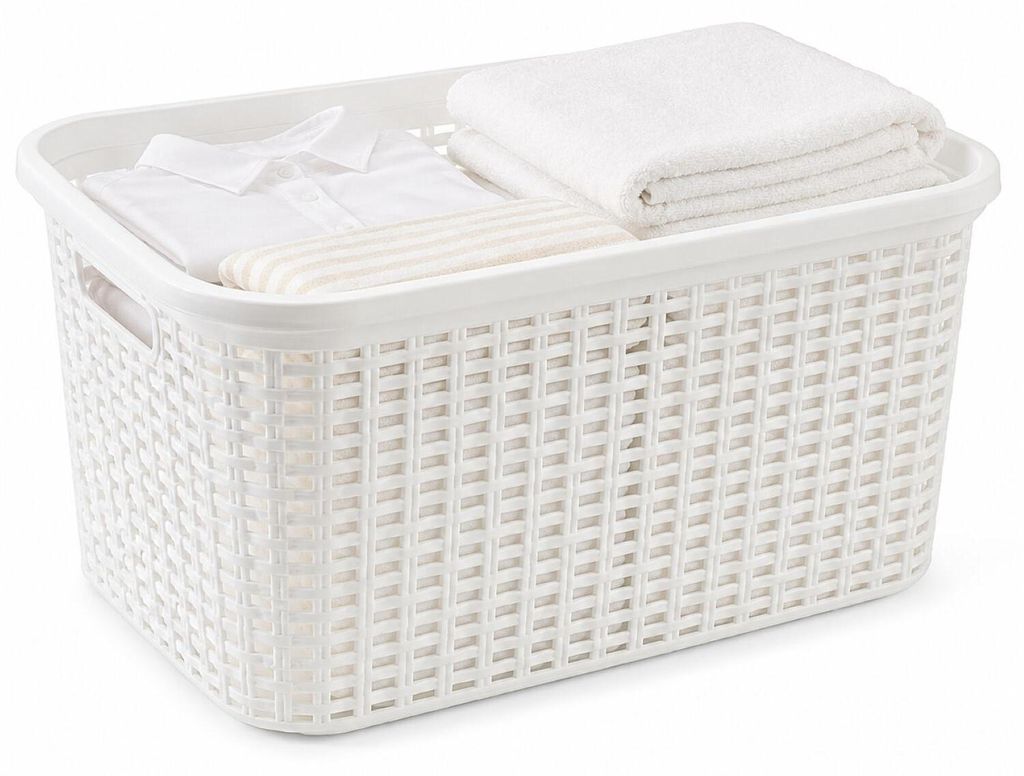 Plasticforte Waschekorb - 35 Liter - Rattan - weis - Produktbild 
