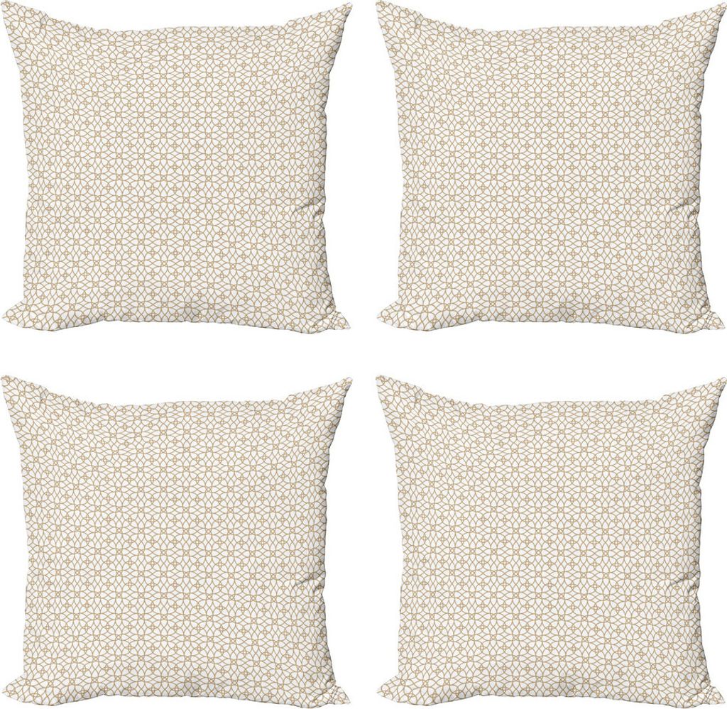 ABAKUHAUS Geometrisch Kissenbezug Set (4 Stück), Trellis-Zaun-Formular, Moderner Doppelseitiger Digitaldruck, 60 cm x 60 cm, Pale Brown und Weiß