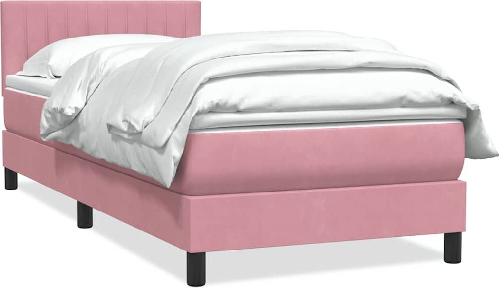 Best Möbel Bettrahmen inkl. Lattenrost - Boxspringbett mit Matratze Rosa 90x220 cm Samt - Klassische Betten CL1726073 4parcel