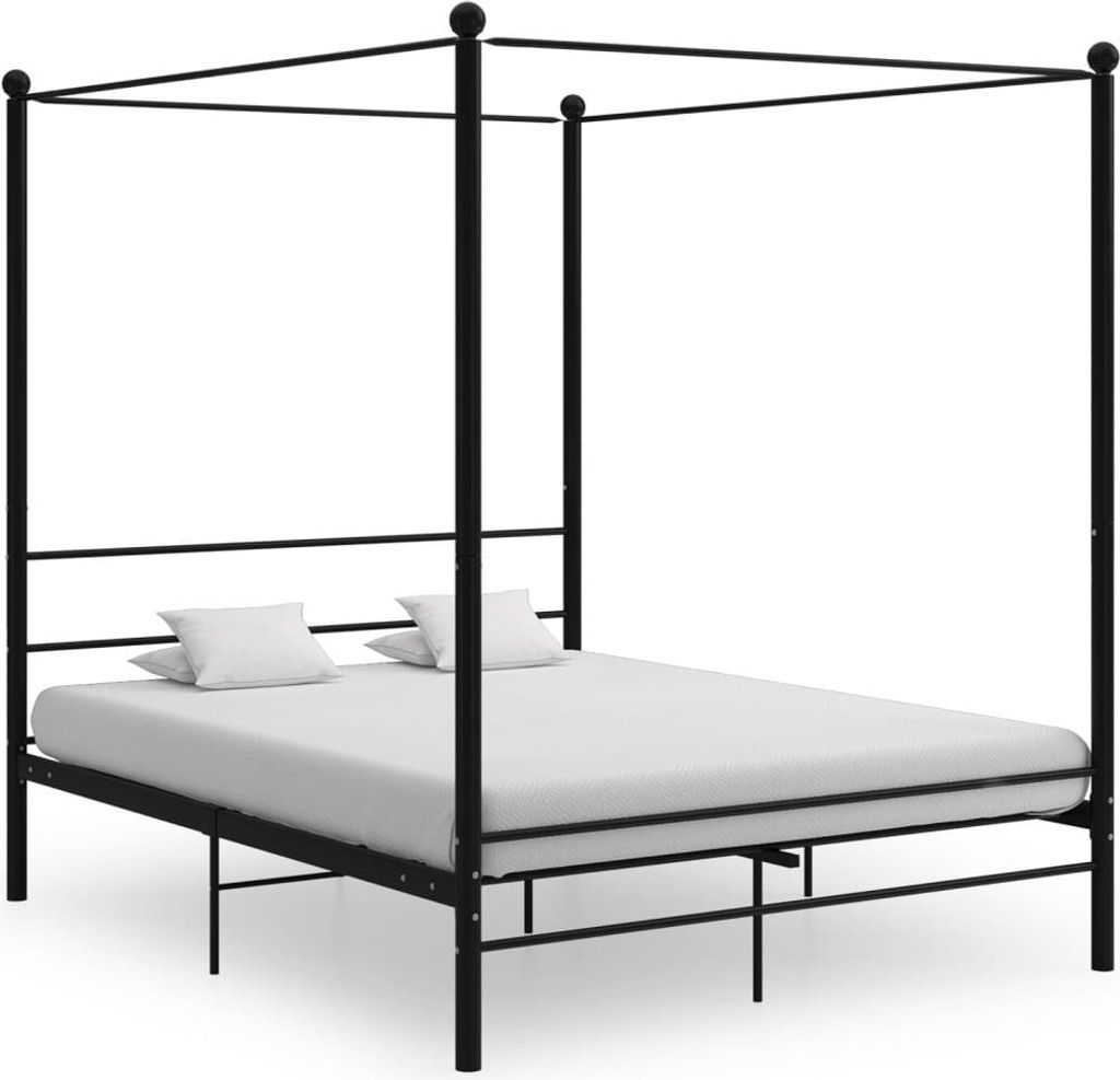 SYFAX Himmelbett Schwarz Metall 160x200 cm