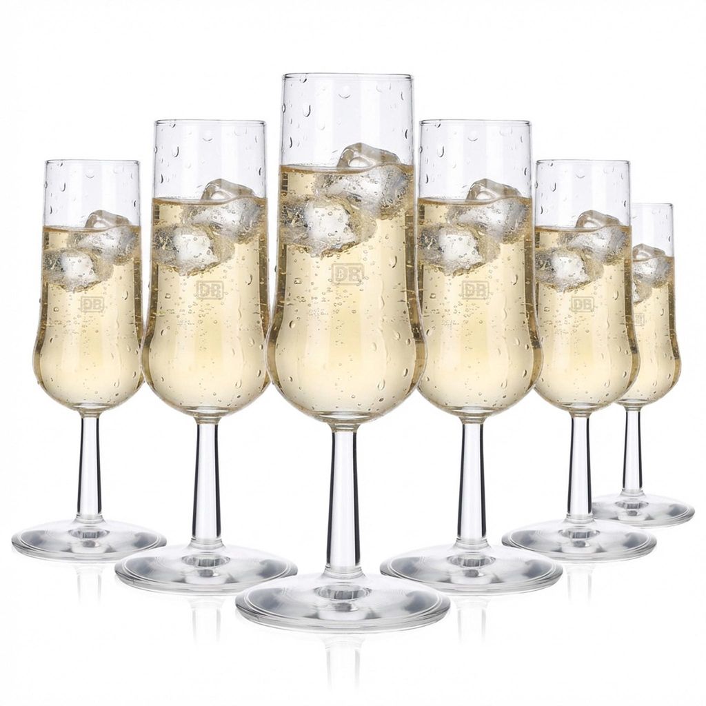 6x Deutsche Bahn DB Glas 0,15l Sektkelch Flöte Champagner Produktbild 