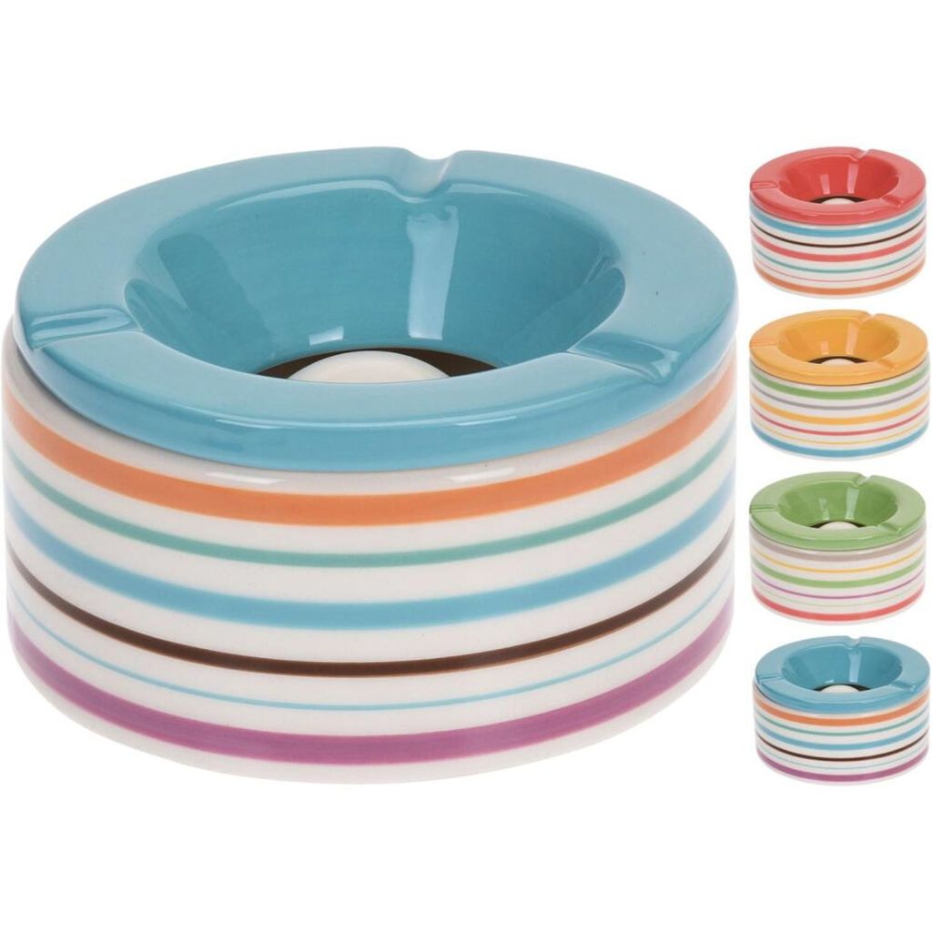 12x Aschenbecher 12 cm Keramik Bunt Tisch Ascher Wind Gastronomie Zigaretten Balkon