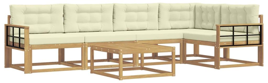 vidaXL Outdoor-Sofagarnitur 6 pcs Weiß und Creme 79 x 79 x 37 cm