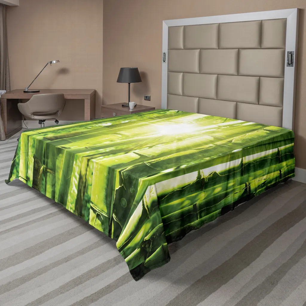 Lenzuolo Singolo ABAKUHAUS Bambù Asiatico 275x260 Verde Giallo