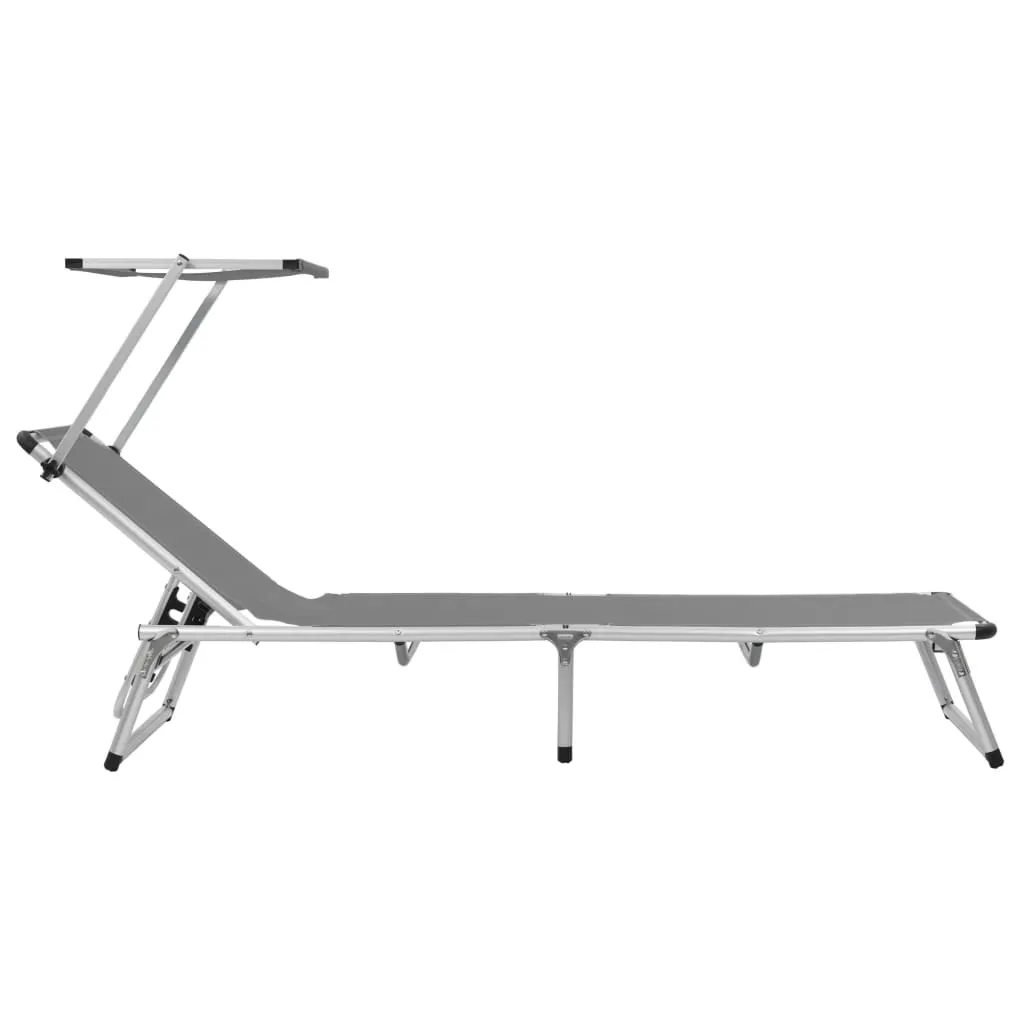 Transat aluminium pliable gris avec pare-soleil : La solution confort UV