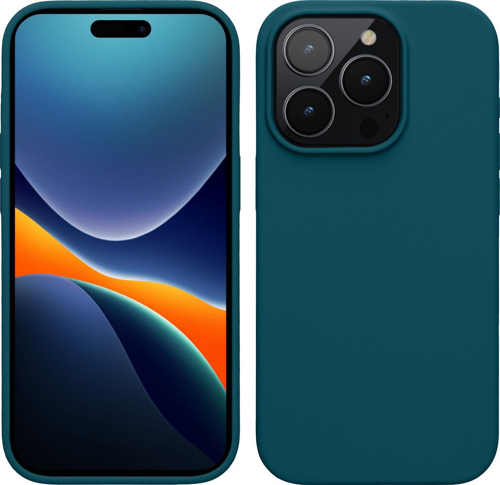 kwmobile Handyhülle für iPhone 15 Pro Hülle, für iPhone 15 Pro Case - Hülle Silikon - kabelloses Laden - Petrol matt