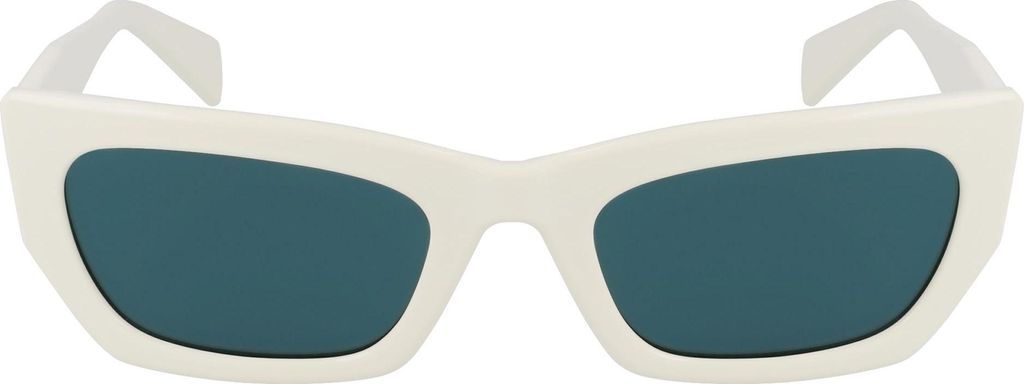 Damen-Sonnenbrille Weiß: Tropfenform, Grünes Glas, Stilvoll & Elegant