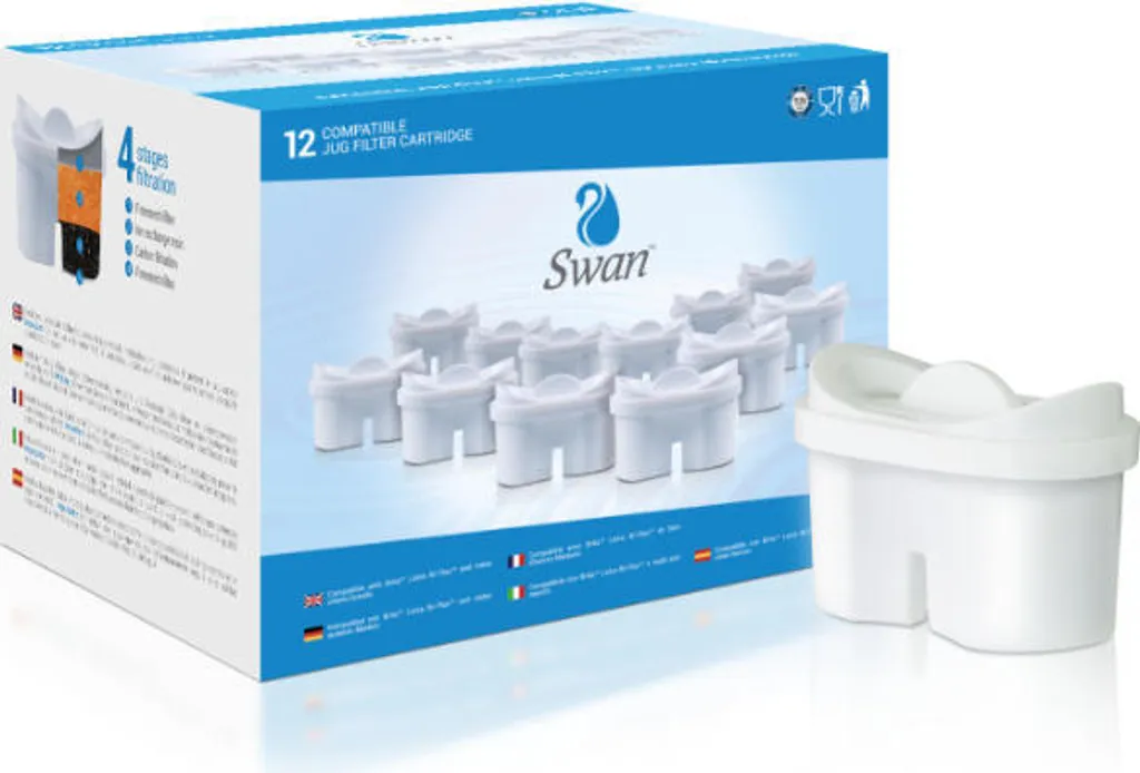 Swan 12 Cartouches Filtrantes compatibles Brita Maxtra Charbon Actif