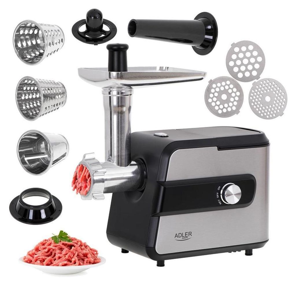 Adler AD 4813 Fleischwolf 2000 W Schwarz, Silber