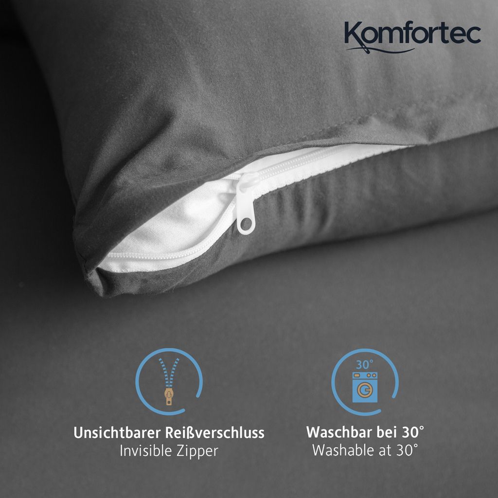 Komfortec Premium Kissenbezüge 2er Set 40x80 cm mit Produktbild 3