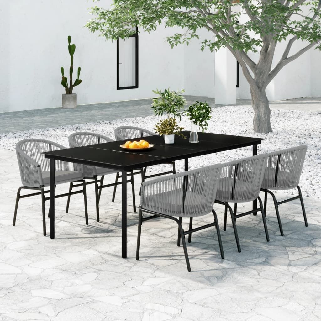 7-tlg. Garten-Essgruppe Grau , Gartenmöbel-Sets Design 2024