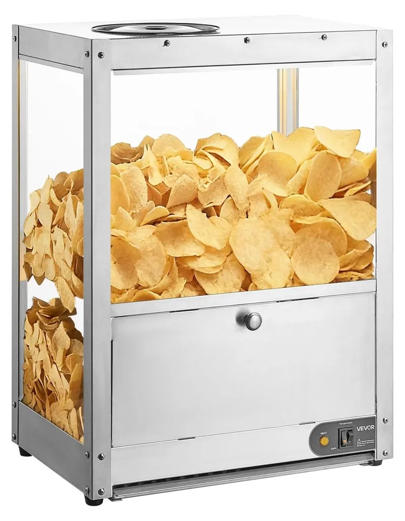 Machine à nachos 80 litres inox avec lampe chauffante pour restauration