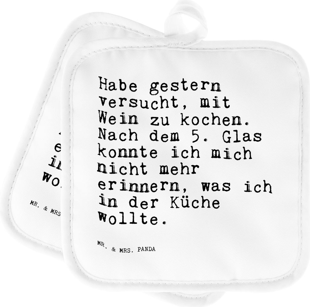 Mr. & Mrs. Panda topfhalter Habe gestern versucht, mit... - Weiß - Geschenk, Spruch Sprüche Weisheiten Zitate Lustig Weisheit Worte, Rezept, Port...