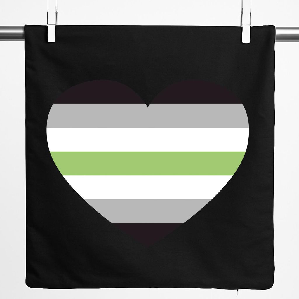 Huuraa Kissenbezug Agender Pride Flagge LGBTQ Herz 40x40cm Black Baumwolle Dekokissenbezug Geschenkidee