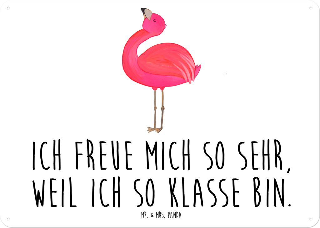 Mr. & Mrs. Panda tafel Flamingo Stolz DIN A5 - Weiß - Geschenk, Tochter, Türschild, wandtafel, Freundin, Mama, Wandbild, Schild, Retro Blechschil...