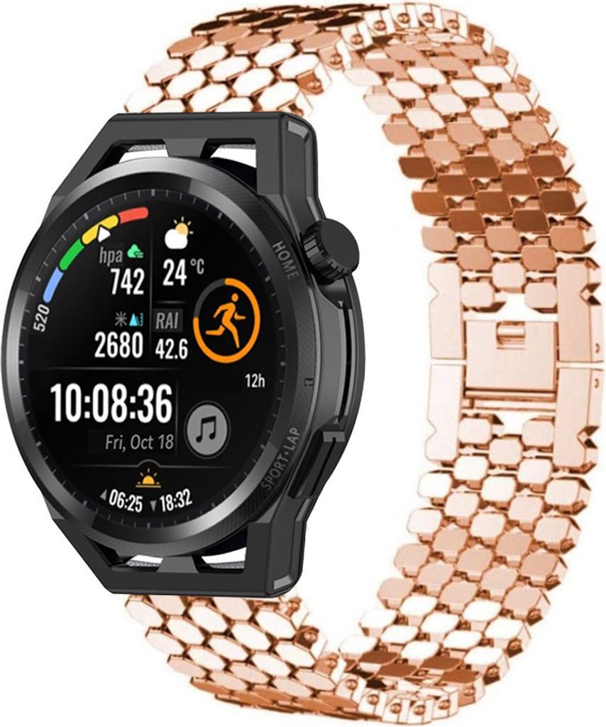 Strap-it Huawei Watch GT Runner Stahlarmband Fisch (Roségold)