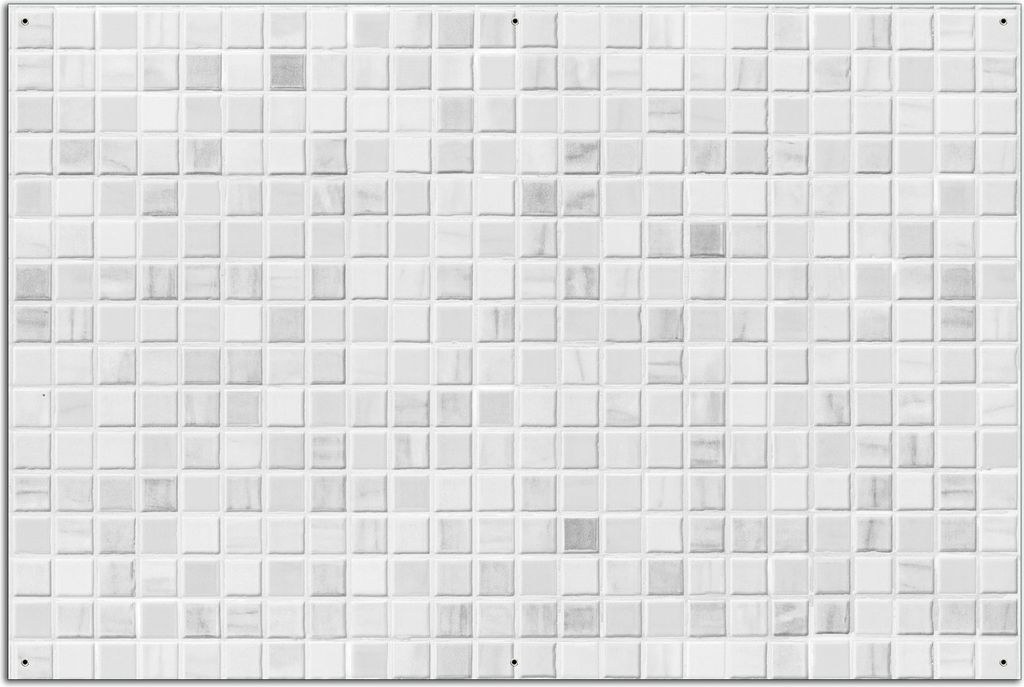 Wallario Outdoor-Poster für Garten oder Balkon, Motiv Fliesen im Bad weiß-grau, in ca. 61 x 91,50 cm