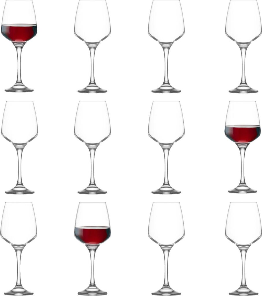 12x Lal 400ml Rotweingläser - Groß Glas Weiß Rose Langer Produktbild