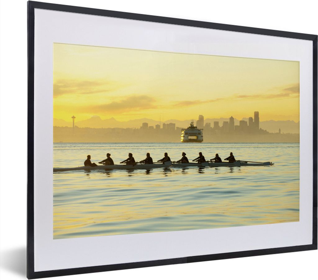 MuchoWow MuchoWow Gerahmtes Poster Eine Gruppe von Ruderern in der Bucht 40x30 cm - Poster mit zchwarzem Bilderrahmen - Bilderrahmen - Poster i...