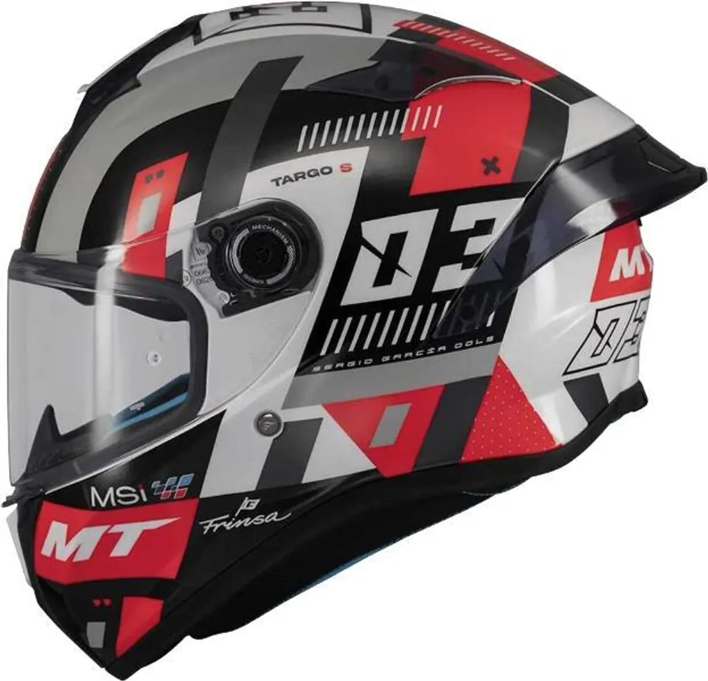 Casque Intégral Moto MT Targo S Sergio Garcia Gris et Rouge Taille XS