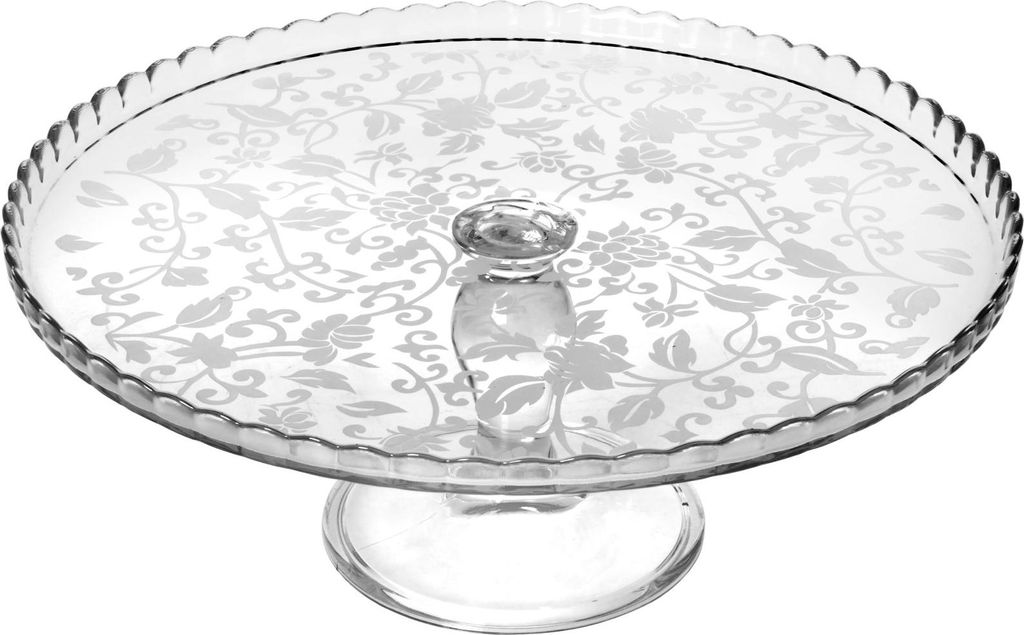 Pasabahce 95117 Glasständer „Provence“-Dekoration, 32 cm, Tischdeko für Gebäck, transparent/mehrfarbig