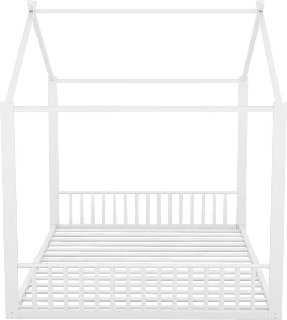 Lit enfant 140x200cm au sol avec sommier en fer blanc pour chambre de jeu - 8