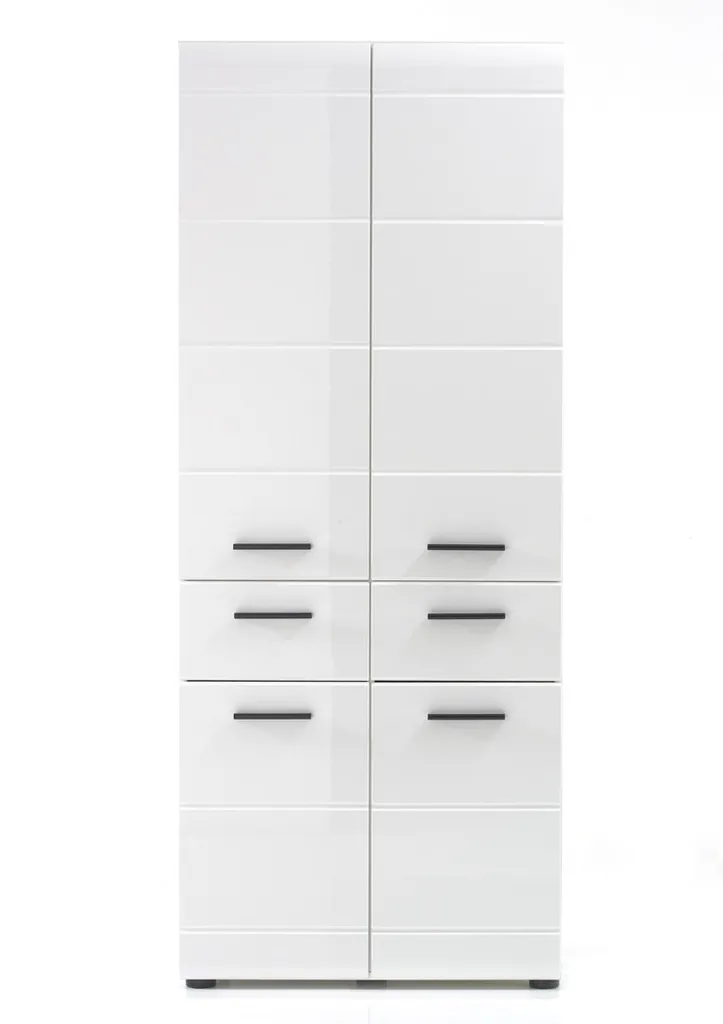 Armoire de Toilette Haute SkinGloss Blanc Brillant avec Multi-Rangements