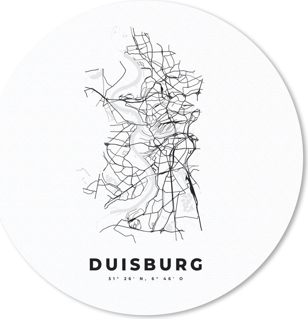MuchoWow Mauspad Mousepad Karte - Duisburg - Schwarz-Weiß - Stadtplan 30x30 cm - Mousepads - Maus Mat - Pad - Mausunterlage - Tischunterlage - S...