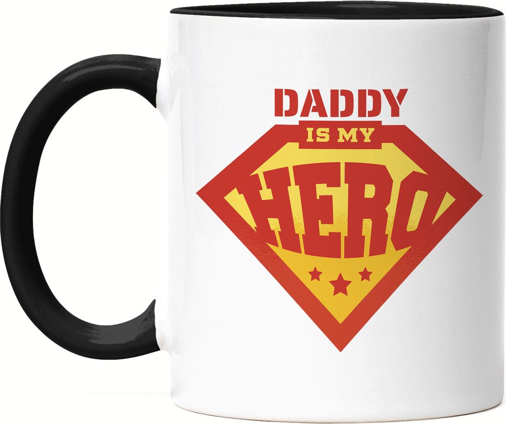 Daddy Is My Hero Tasse Schwarz Vatertag Geschenkidee Bester Papa Superhelden Vater