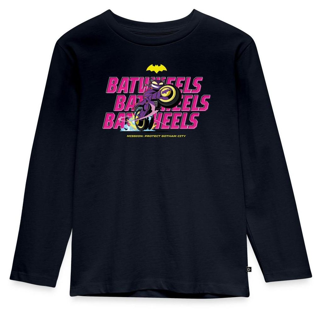 Spreadshirt Batwheels Bibi Mit Schriftzug Protect Gotham City Kinder Premium Langarmshirt, 98/104 (2 Jahre), Navy