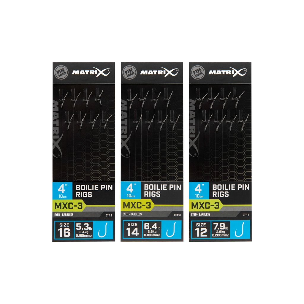 Matrix MXC-3 - Gr. 16 Barbless / 0,165mm / 4" (10cm) / Boilie Pin - 8 Stk.
