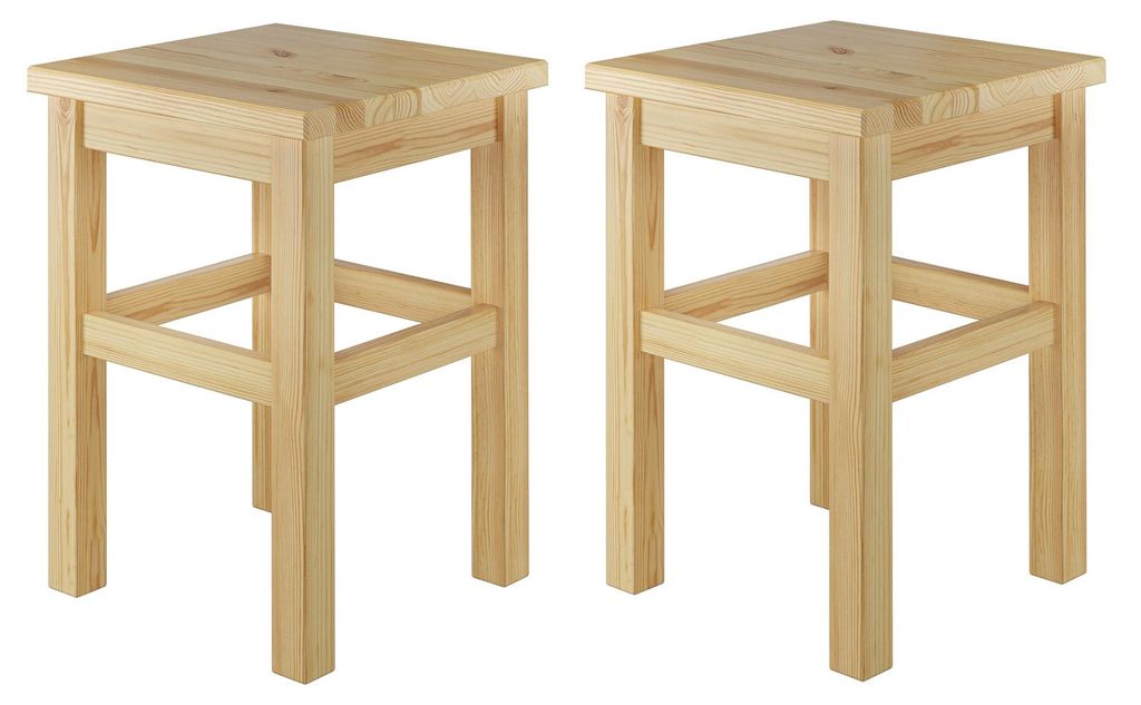 Holzhocker Sitzhocker ohne Lehne in Kiefer natur oder weiß Produktbild 