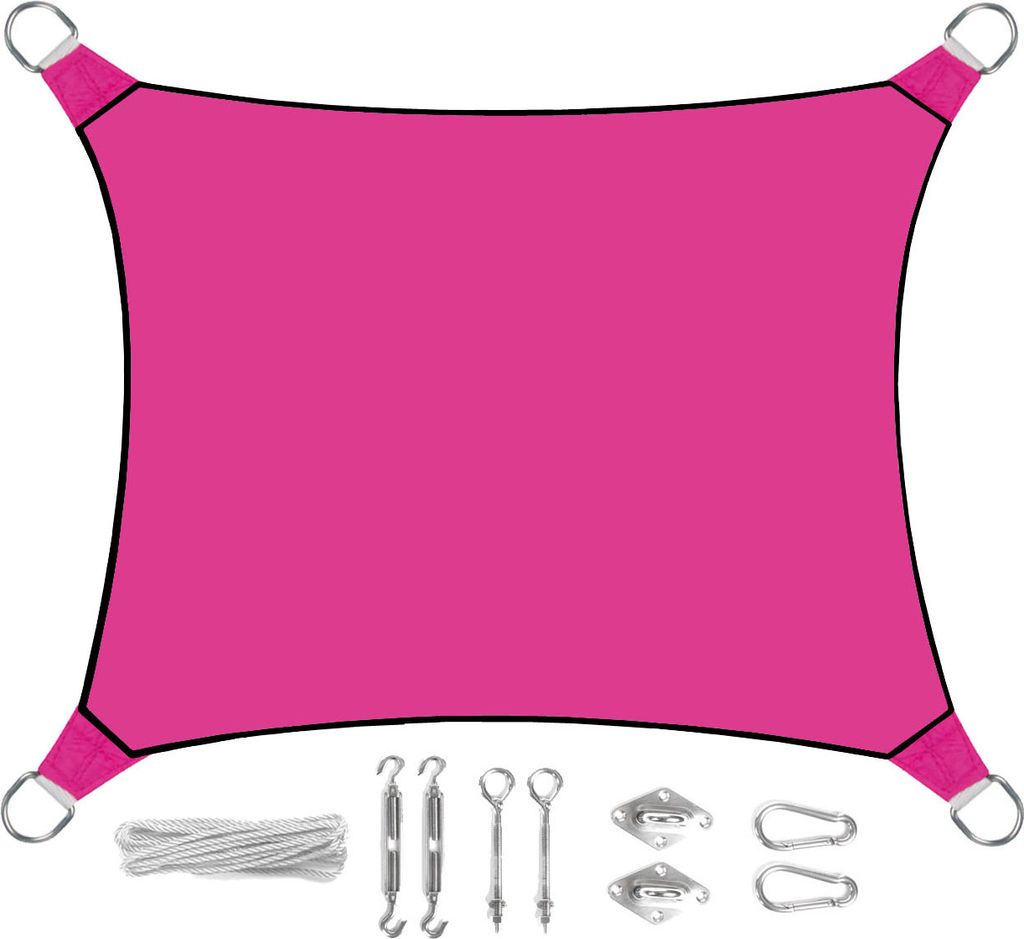 Sonnensegel Rechteckig 3x4m Pink mit Ösen für Balkon Terrasse Sonnenschutzsegel